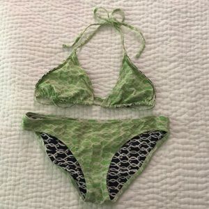 Lilly Pulitzer green and white string bikini